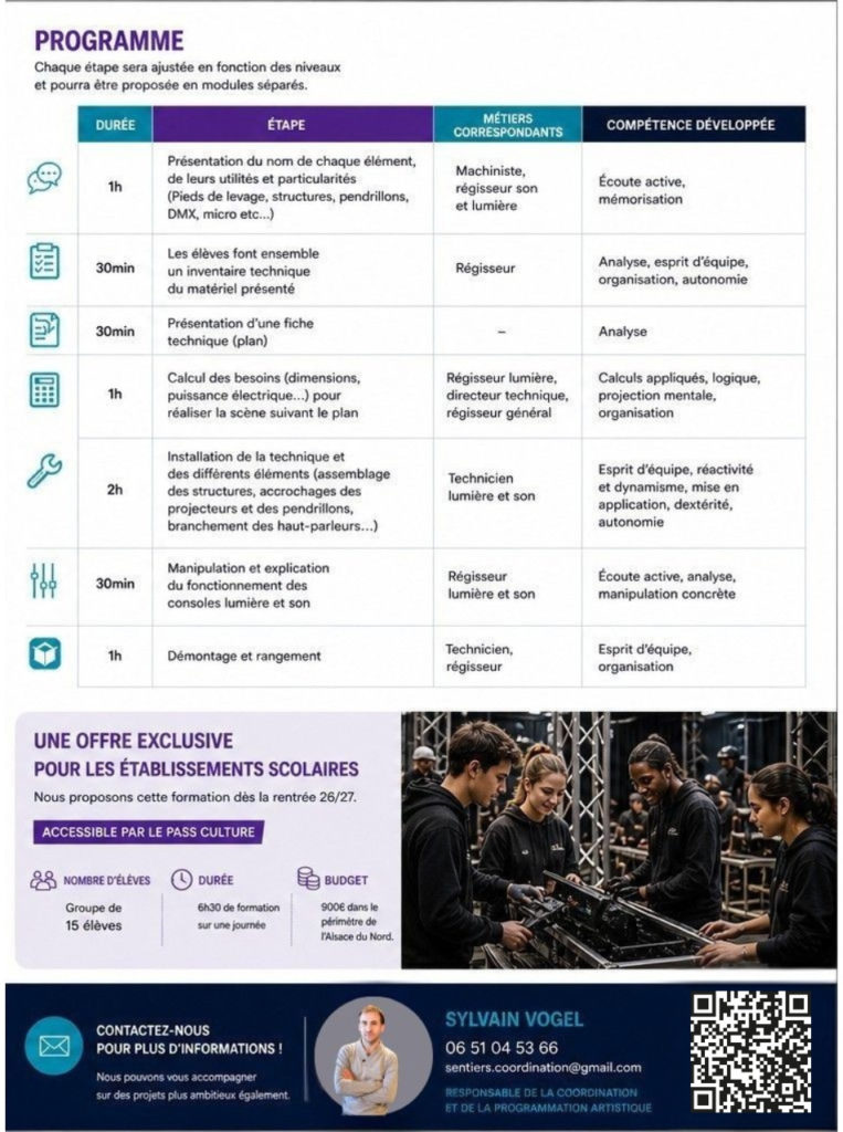 Flyer formation métiers du spectacle